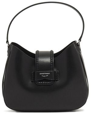 Emporio Armani Medium Leather Hobo Bag - Black