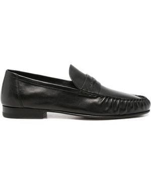 The Row Theo Leather Loafers - Black