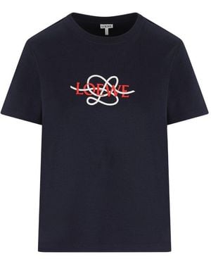 Loewe Logo Cotton T-Shirt - Blue
