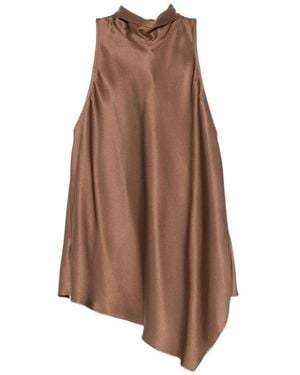 Brunello Cucinelli Silk Asymmetric Top - Brown