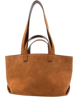 A.P.C. Logo-Embossed Suede Tote Bag - Brown