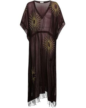 Dries Van Noten Kaftano Ricamato - Marrone