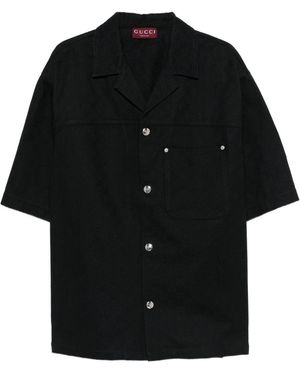 Gucci Gg Denim Short-Sleeved Shirt - Black