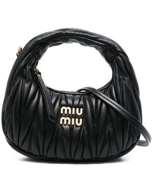 Miu Miu Wander Matelassé Leather Mini Bag - Black