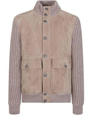 Brunello Cucinelli Leather Bomber Jacket - Brown