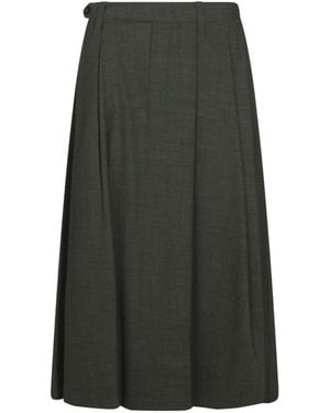 Brunello Cucinelli Wool Blend Midi Skirt - Grey