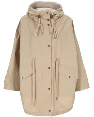 Moncler Brunnera Long Parka Coat - Natural