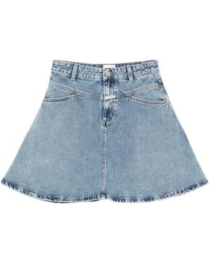 Closed Volant Mini Skirt - Blue
