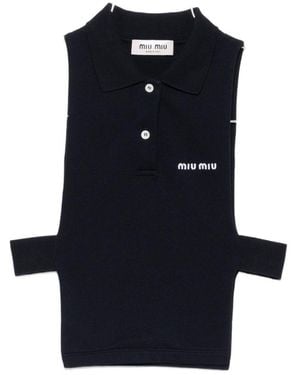 Miu Miu Cotton Polo Top - Blue