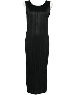 Pleats Please Issey Miyake Pleated Long Dress - Black
