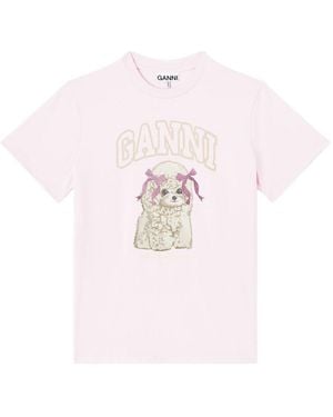 Ganni Organic Cotton T-Shirt - Pink