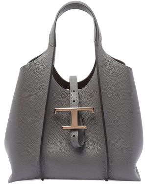 Tod's Mini Leather Shopping Bag - Grey