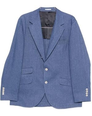 Brunello Cucinelli Linen Single-Breasted Suit - Blue