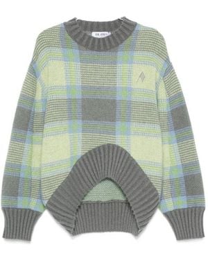 The Attico Checked Wool Crewneck Jumper - Blue