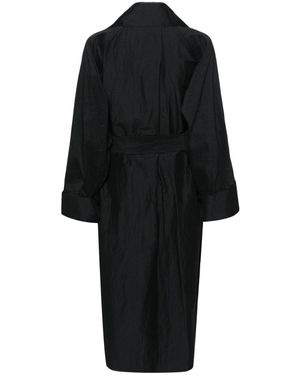 Issey Miyake Linen Blend Belted Trench Coat - Black
