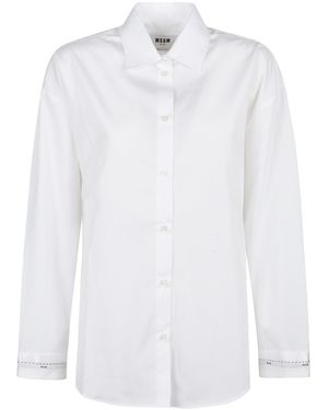 MSGM Button-Down Regular Cut Shirt With Minimalist Design - White