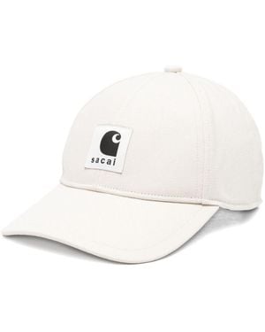 SACAI X CARHARTT WIP Logo Cotton Baseball Cap - White