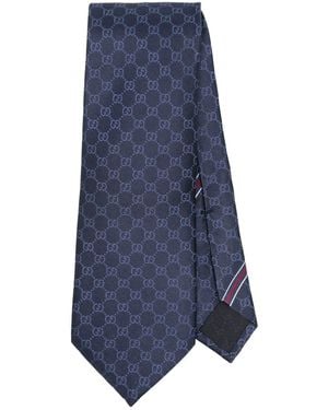 Gucci Cravatta Con Motivo Double G - Blu