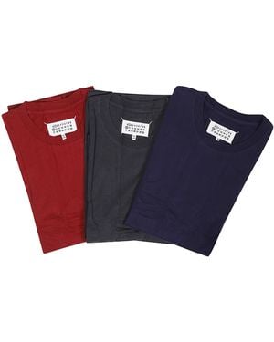 Maison Margiela 3-Pack Of Cotton T-Shirts - Blue