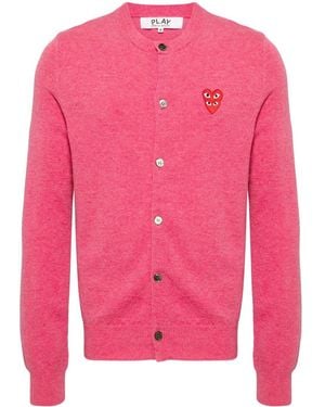 Comme des Garçons Wool Cardigan With Heart - Pink