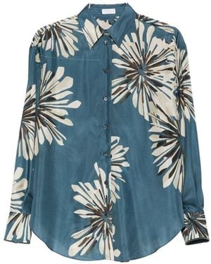 Brunello Cucinelli Printed Silk Shirt - Blue