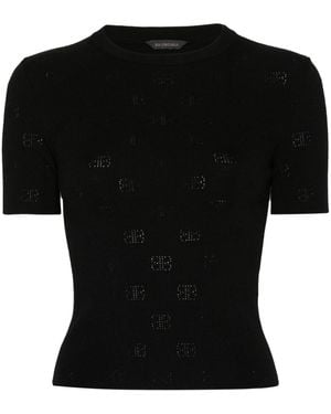 Balenciaga Open-Knit Wool Top - Black