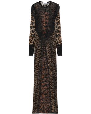 Jean Paul Gaultier Leopard Print Long Dress - Black