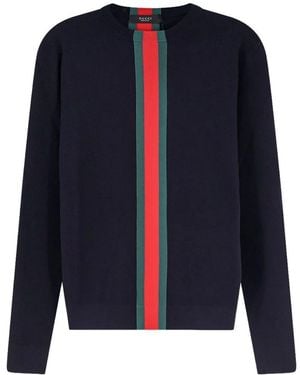 Gucci Web Detail Cotton T-Shirt - Blue