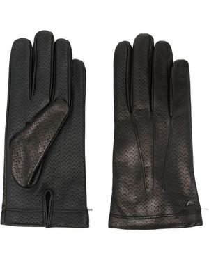 Emporio Armani Perforated Lambskin Gloves - Black