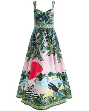 Alice + Olivia Abito Midi Fia Stampato - Bianco