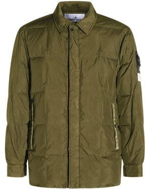Stone Island Crinkle Reps Ny Quilted Coat - Green