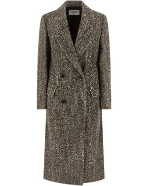 Iceberg Herringbone-Pattern Double-Breasted Coat By - Grey
