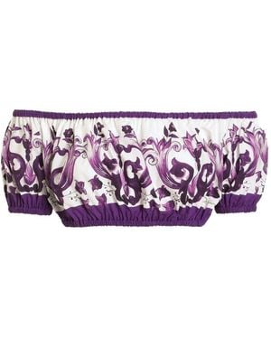 Dolce & Gabbana Maiolica Print Cotton Top - Purple