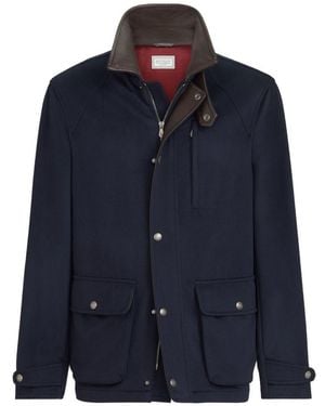 Brunello Cucinelli Wool Caban Coat - Blue