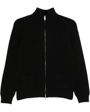 Base London Wool Zipped Cardigan - Black