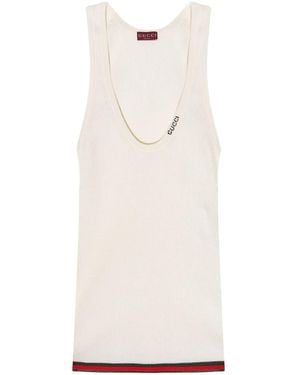 Gucci Canotta Con Logo - Bianco