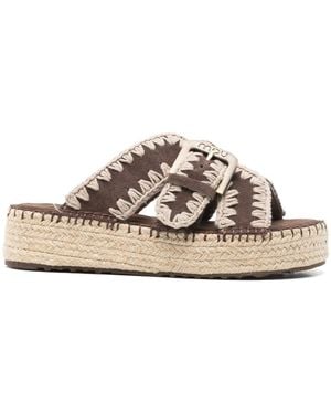Mou Jute Platform Sandals - Brown
