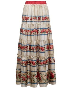 Pierre Louis Mascia Printed Silk Skirt - White