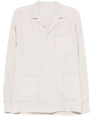 Boglioli Relaxed Fit Camp Collar Linen Shirt - White