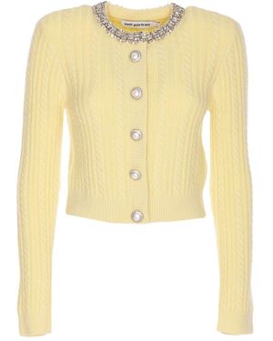 Self-Portrait Alpaca Cardigan - Yellow