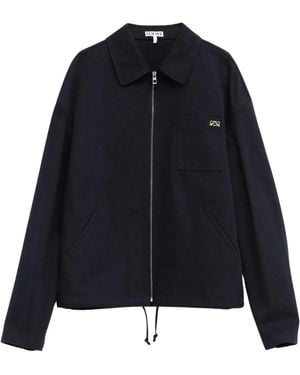 Loewe Giacca Con Zip Ricamata Logo - Blu