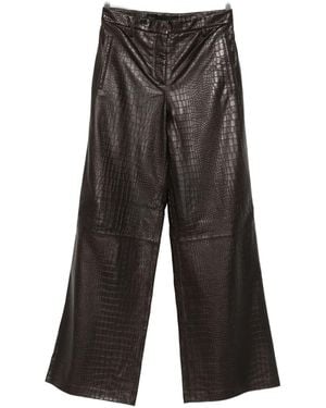 Enes Leather Trousers - Grey
