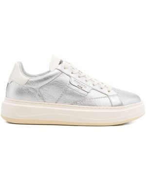Woolrich Arrow Metallic-Leather Platform Trainers - White