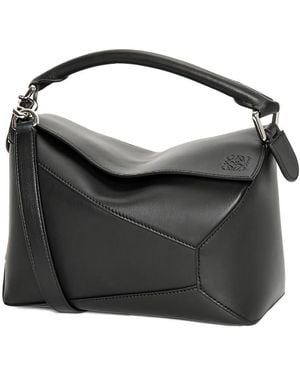 Loewe Puzzle Edge Small Leather Handbag - Black