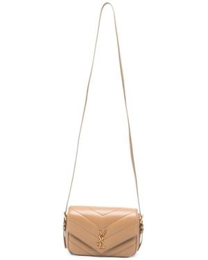 Saint Laurent Loulou Toy Suede Leather Crossbody Bag - White
