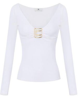 Elisabetta Franchi V-Necked Jumper - White