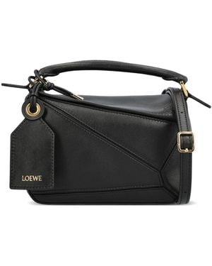 Loewe Puzzle Featherlight Mini Leather Handbag - Black