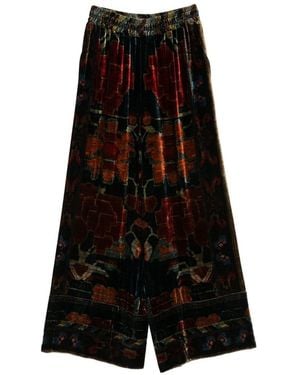 Pierre Louis Mascia Printed Wide-Leg Trousers - Black