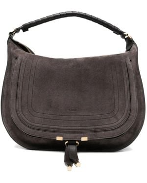 Chloé Chloé Marcie Suede Leather Hobo Bag - Grey