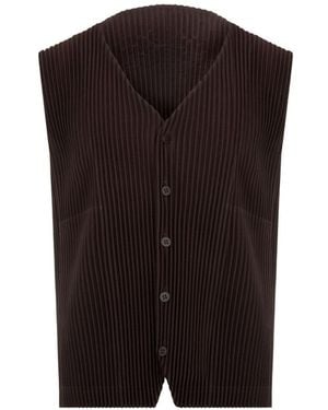 Homme Plissé Issey Miyake Pleated V-Necked Vest - Black